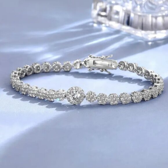 Solid Sterling Silver 2ct Diamond Womens Tennis Bracelet Ladies Jewelry 6" 6 in - Picture 1 of 5